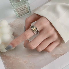 Geometric Cat Ring – Sterling Silver, Punk Style, Adjustable for Women