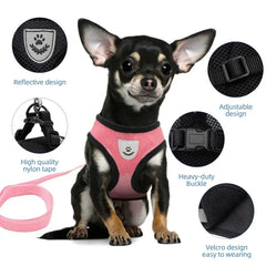 Adjustable Cat & Dog Harness Vest – Mesh Walking Leash for Small & Medium Pets