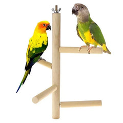 Pet Parrot Bird 4 Layer Stages Toys Natural Wood Rotating Ladder Parakeet Cage Accessories Swing Exercise Toy Birds Accessories