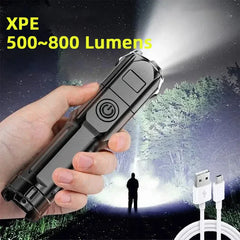 Portable LED Zoom Flashlight – Strong Beam, USB Rechargeable, Household Use