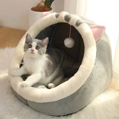 Deep Sleep Foldable Cat Bed – Cartoon Cave Bed for Small Dogs & Cats