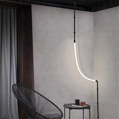 Leda curve chandelier Metal Hose Black linear lamp for Living Room Center Table designer lamp Home Decor staircase lighting