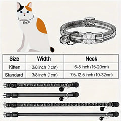 2PC Reflective Pet Collar Set – Cat & Dog Paw Print Anti-Lost Collars