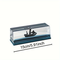 Pirate Ship Fluid Ornament – Black Pearl Nautical Decor for Desk or Home