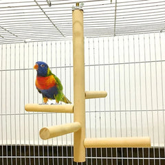 Pet Parrot Bird 4 Layer Stages Toys Natural Wood Rotating Ladder Parakeet Cage Accessories Swing Exercise Toy Birds Accessories