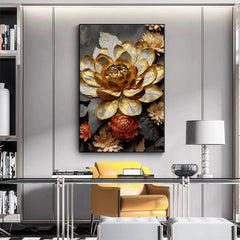 Luxury Golden Blossoms Chrysanthemum lotus Canvas Painting Wall Art for Living Room Nordic Home Decor Pictures Modern Decor