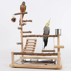 Bird Toy Suspension Bridge & Climbing Ladder – Pepper Wood Parrot Training Platform
