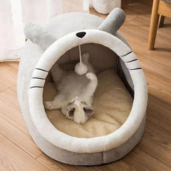 Deep Sleep Foldable Cat Bed – Cartoon Cave Bed for Small Dogs & Cats
