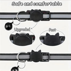 2PC Reflective Pet Collar Set – Cat & Dog Paw Print Anti-Lost Collars