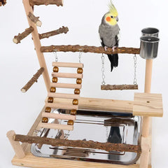Bird Toy Suspension Bridge & Climbing Ladder – Pepper Wood Parrot Training Platform