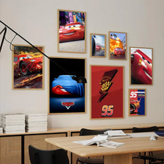 MINISO Cars Lightning McQueen 95 Poster Prints Wall Pictures Living Room Home Decoration