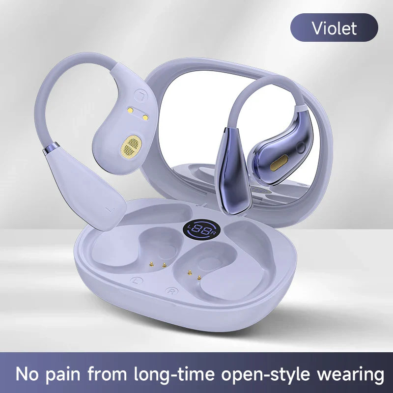 Sports Earbuds for Women – Bluetooth 5.4, Ear Hook, LED Display, Stereo Sound