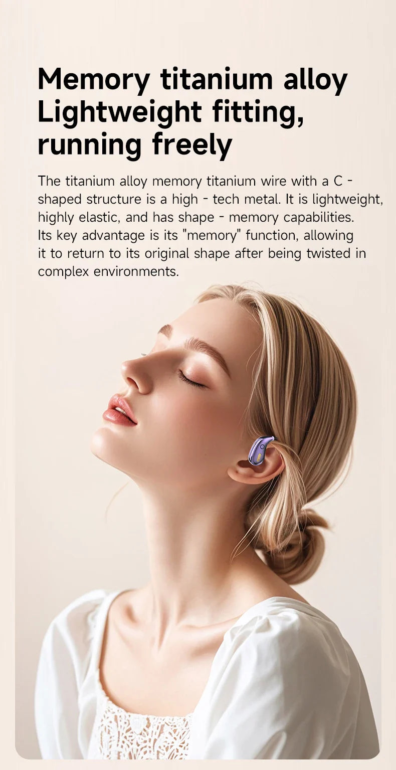 Sports Earbuds for Women – Bluetooth 5.4, Ear Hook, LED Display, Stereo Sound