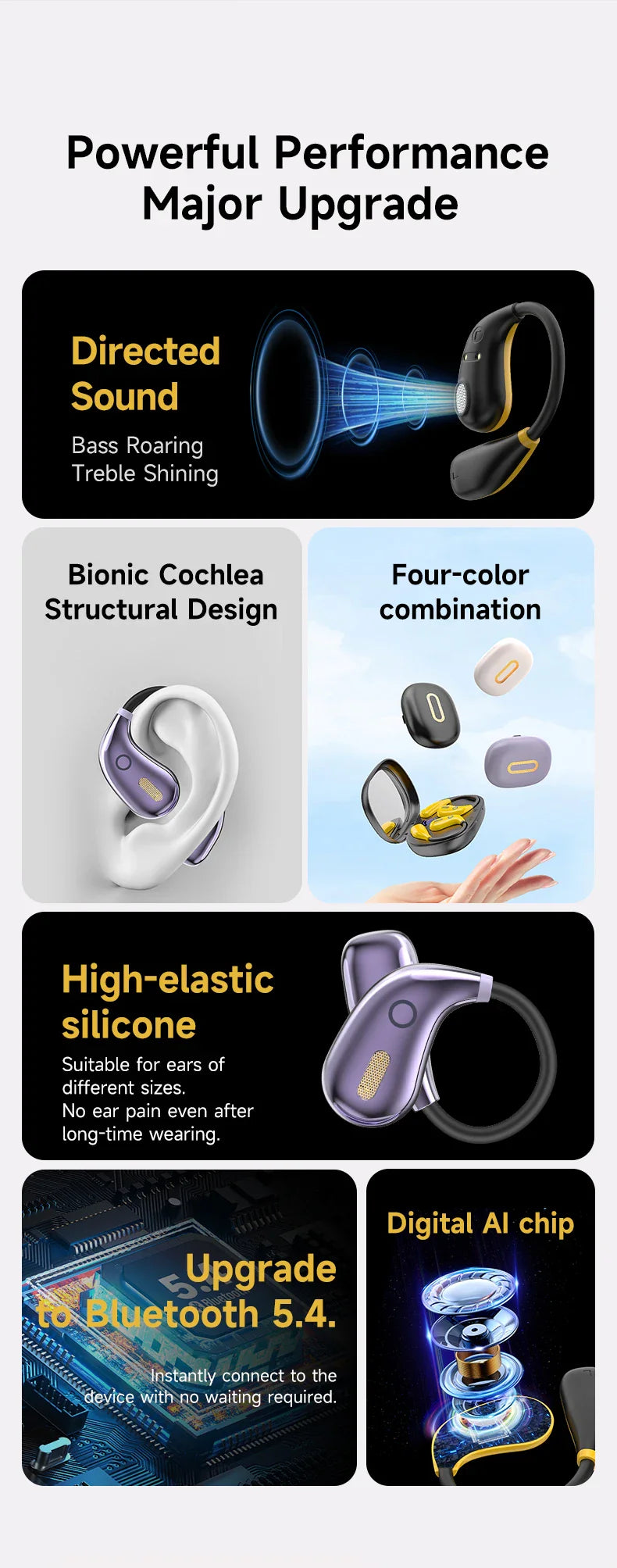 Sports Earbuds for Women – Bluetooth 5.4, Ear Hook, LED Display, Stereo Sound