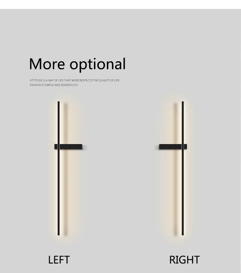Black long strip wall lamp bedroom bedside lamp modern minimalist wall lamp living room TV background line wall light