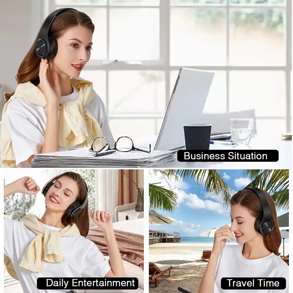 HIFI Stereo Bluetooth Earphones – FM Radio & SD Card Support with Mic