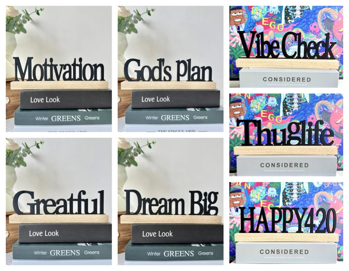 Inspirational Black Wooden Table Sign - Motivational Home Decor Centerpiece