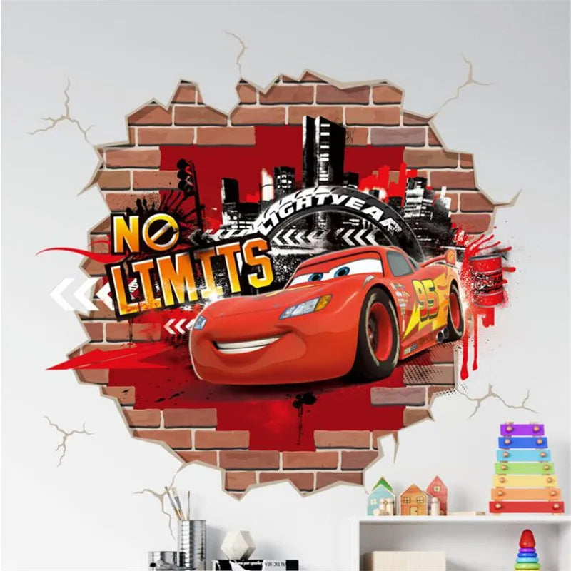 3D Cartoon Lightning McQueen  Wall Stickers For Kid's Room Kindergarten Bedroom Living Room Diy Wall Decoration