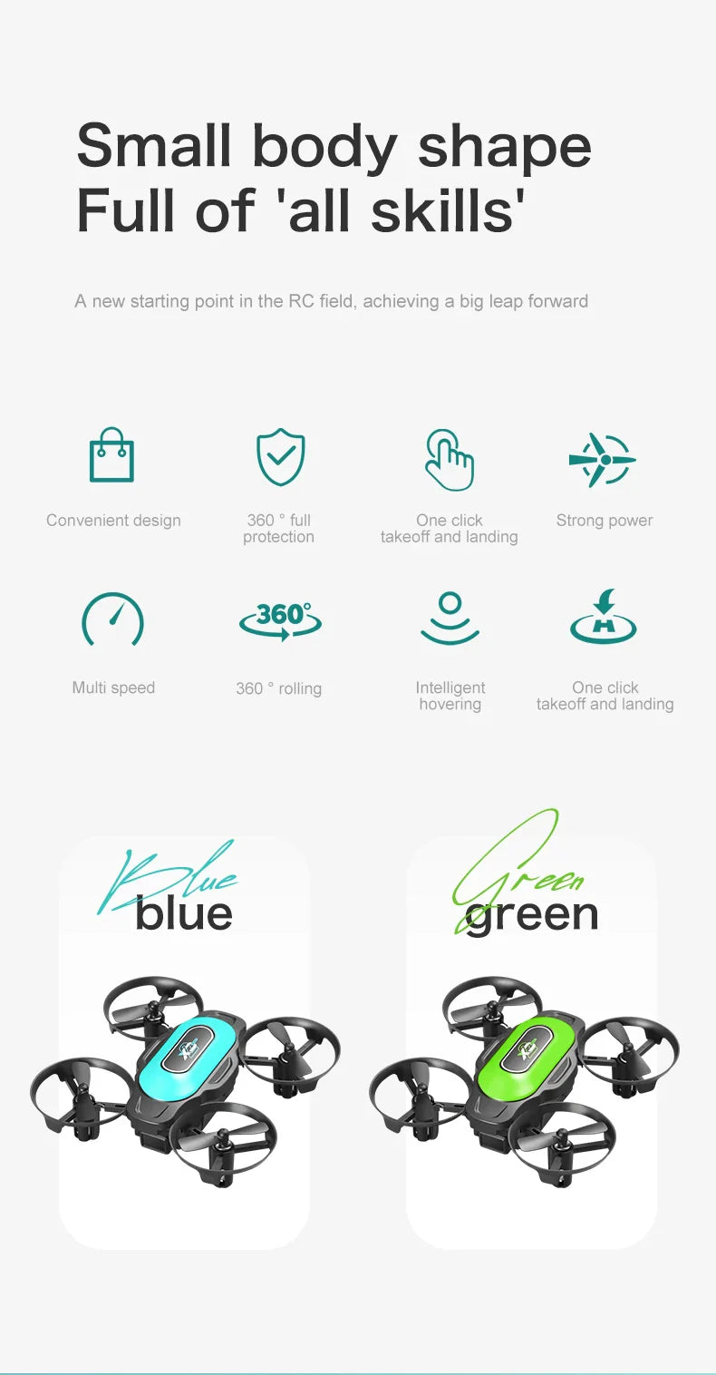 360° Stunt Mini RC Drone XD2 – One-Click Takeoff, Landing & Stable Hovering