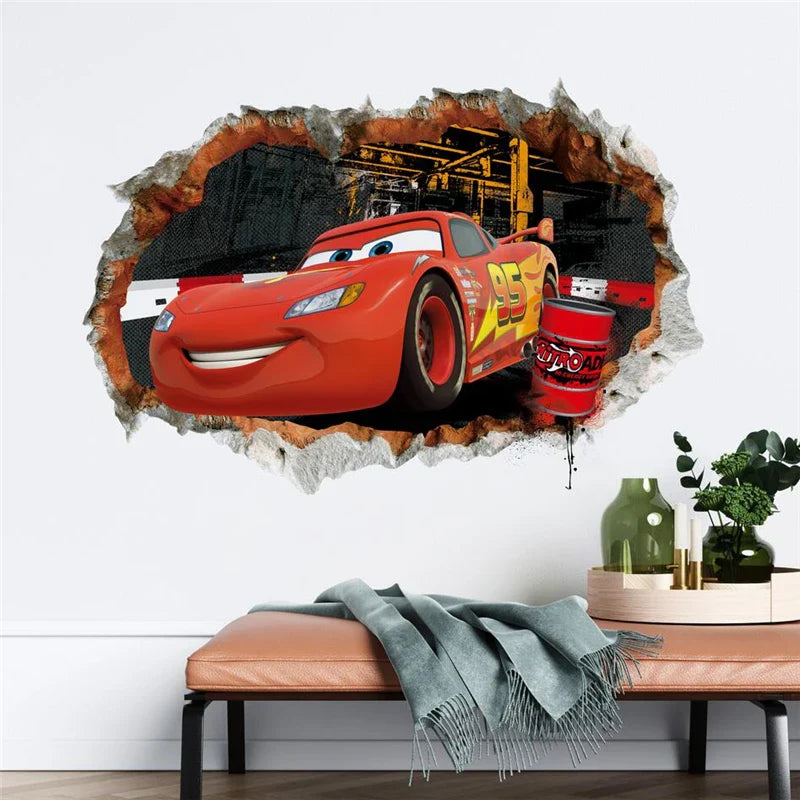 3D Cartoon Lightning McQueen  Wall Stickers For Kid's Room Kindergarten Bedroom Living Room Diy Wall Decoration