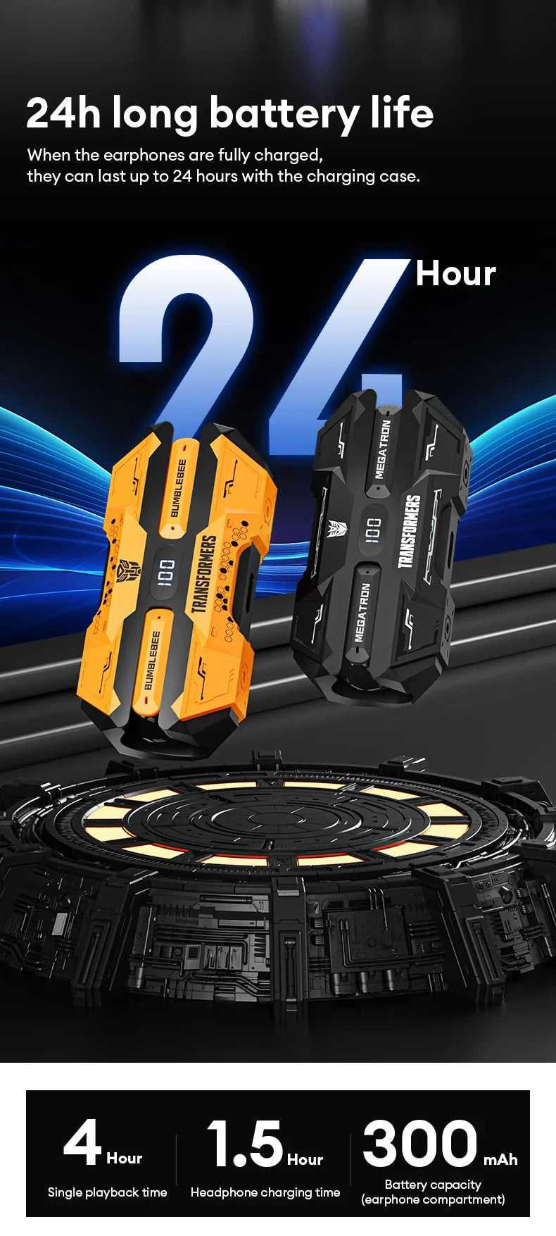 TRANSFORMERS Bluetooth Gaming Headset – TF-T51, LED, Wireless with AI Features