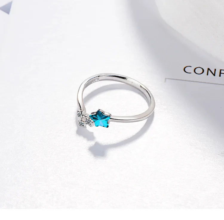 925 Sterling Silver Star Crystal Wedding Ring for Women – Wholesale Jewelry