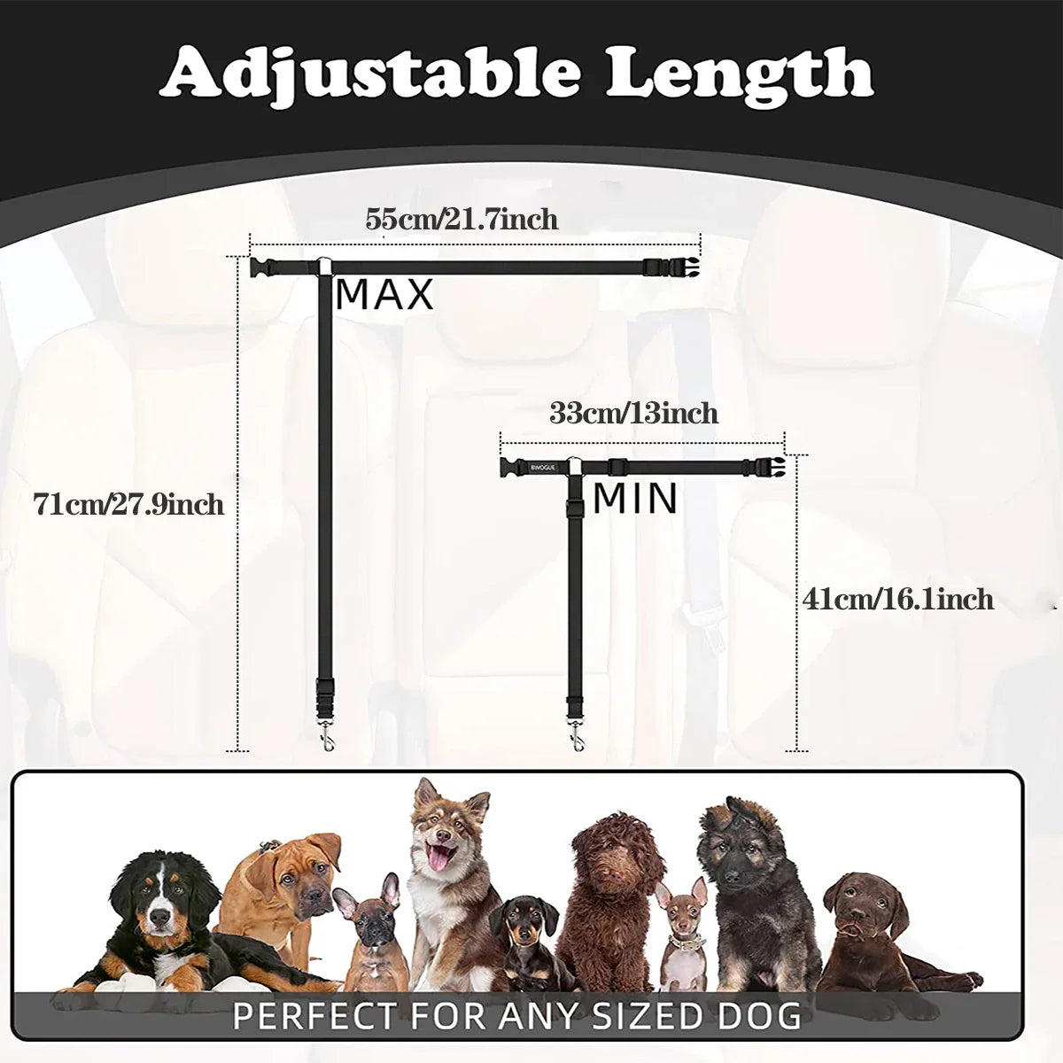Adjustable Pet Car Seat Belt – Dog & Cat Safety Headrest Restraint