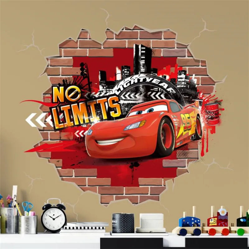 3D Cartoon Lightning McQueen  Wall Stickers For Kid's Room Kindergarten Bedroom Living Room Diy Wall Decoration