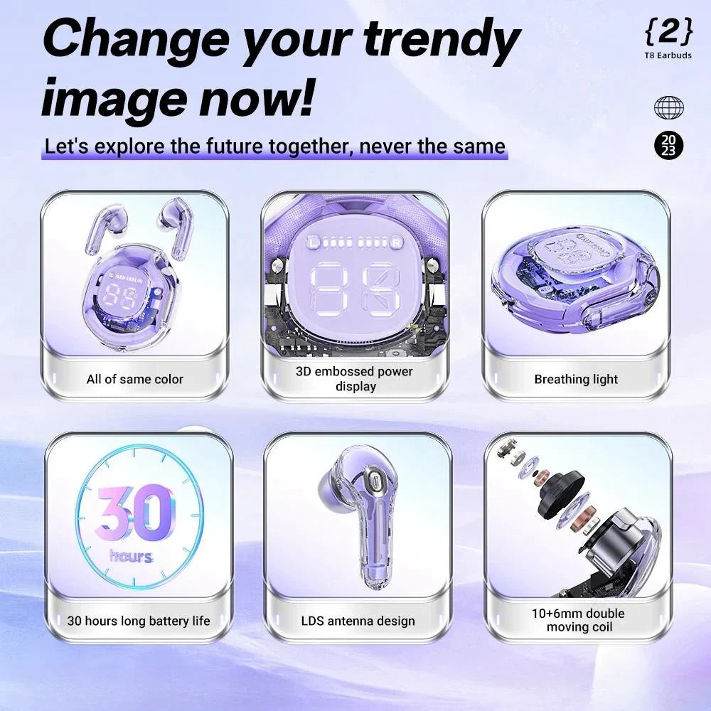 T8 Wireless Gaming Earphones – 3D Sound, ENC Noise Reduction, Long Battery Life