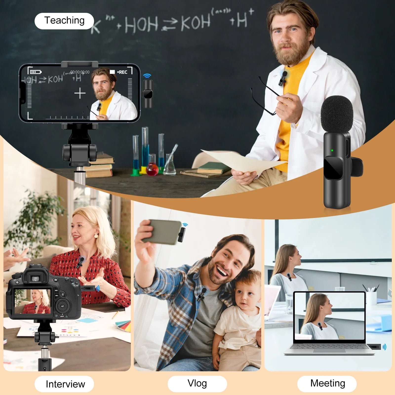 Wireless Lavalier Microphone – Portable Mini Mic for iPhone & Android