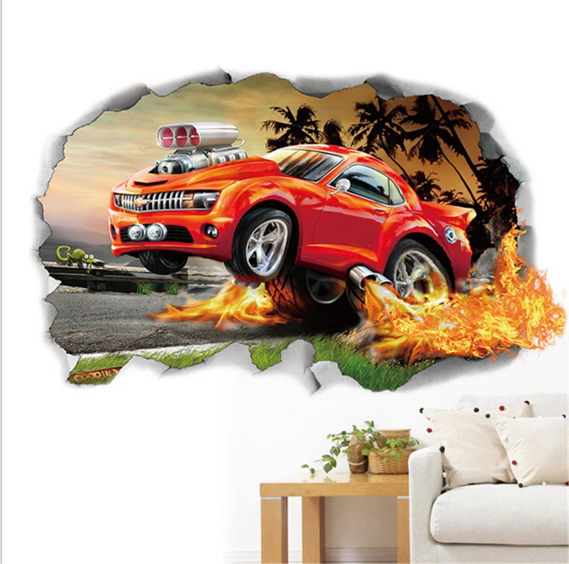 3D Cartoon Lightning McQueen  Wall Stickers For Kid's Room Kindergarten Bedroom Living Room Diy Wall Decoration