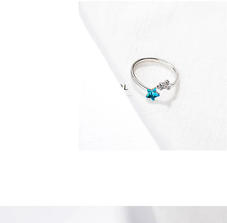 925 Sterling Silver Star Crystal Wedding Ring for Women – Wholesale Jewelry
