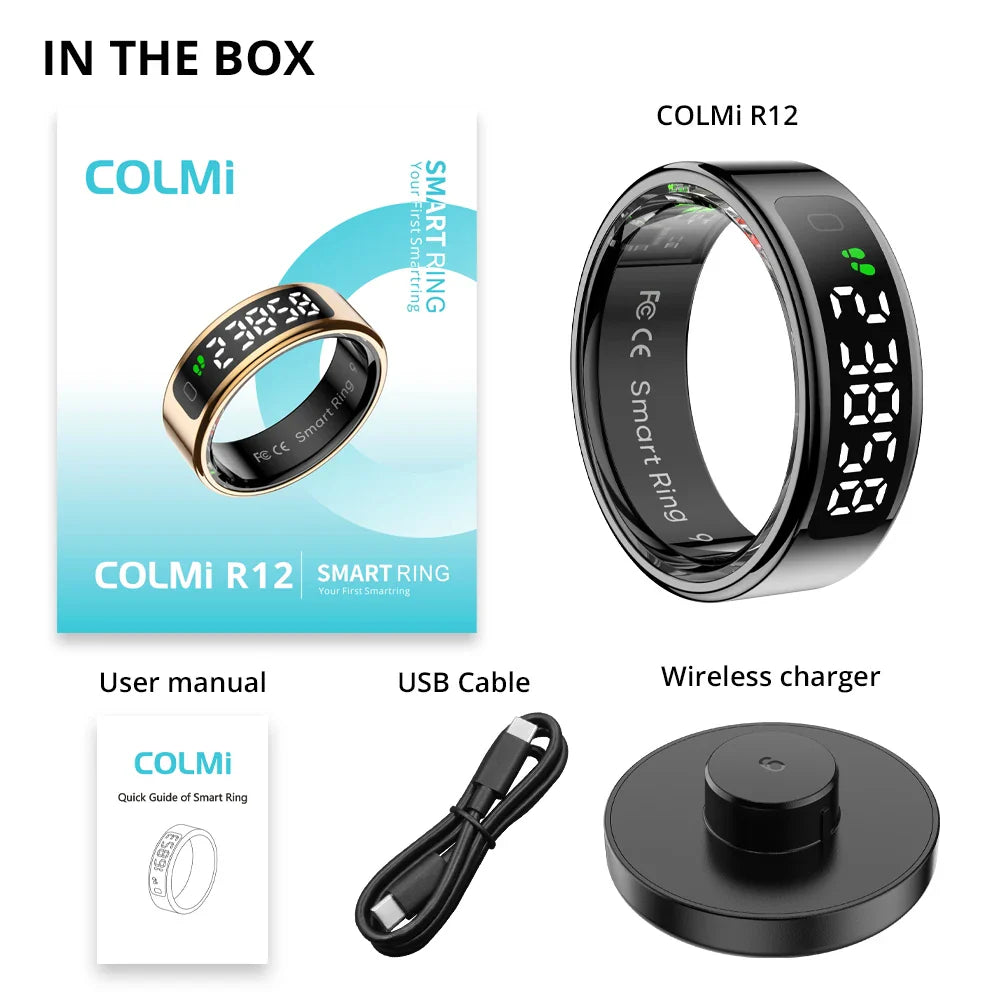 COLMI R12 Smart Ring – Health Tracker, Display, Touch Control, Waterproof (5ATM)
