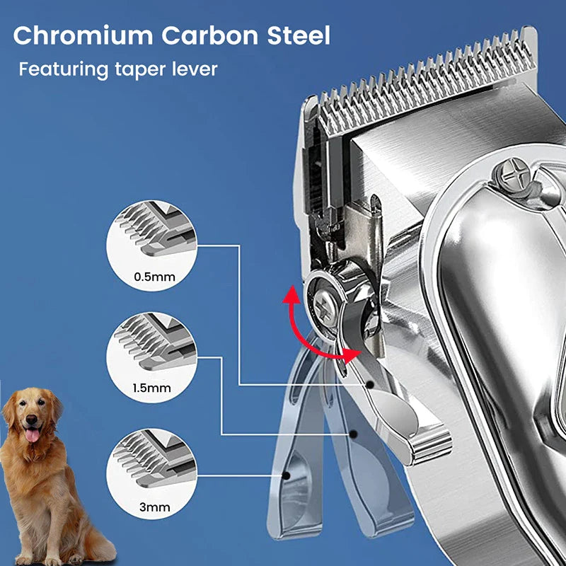 Professional Rechargeable Dog Hair Clipper – All-Metal, Low-Noise Pet Trimmer