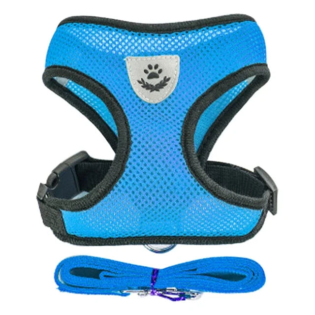 Adjustable Cat & Dog Harness Vest – Mesh Walking Leash for Small & Medium Pets