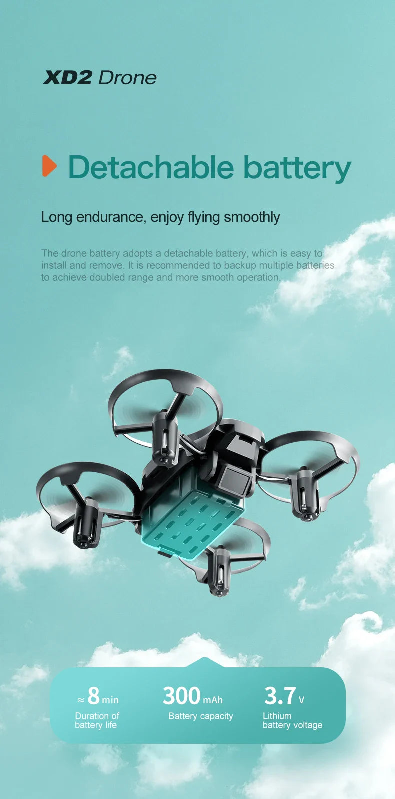 360° Stunt Mini RC Drone XD2 – One-Click Takeoff, Landing & Stable Hovering