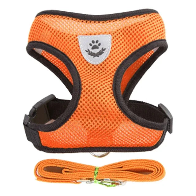 Adjustable Cat & Dog Harness Vest – Mesh Walking Leash for Small & Medium Pets