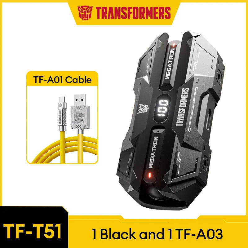 TRANSFORMERS Bluetooth Gaming Headset – TF-T51, LED, Wireless with AI Features