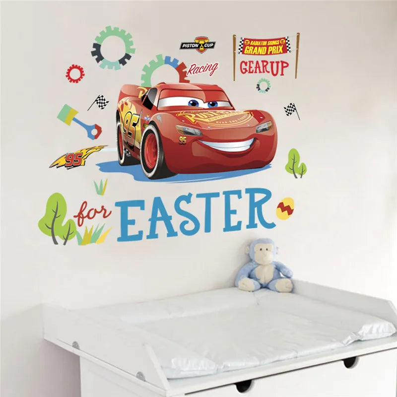 3D Cartoon Lightning McQueen  Wall Stickers For Kid's Room Kindergarten Bedroom Living Room Diy Wall Decoration
