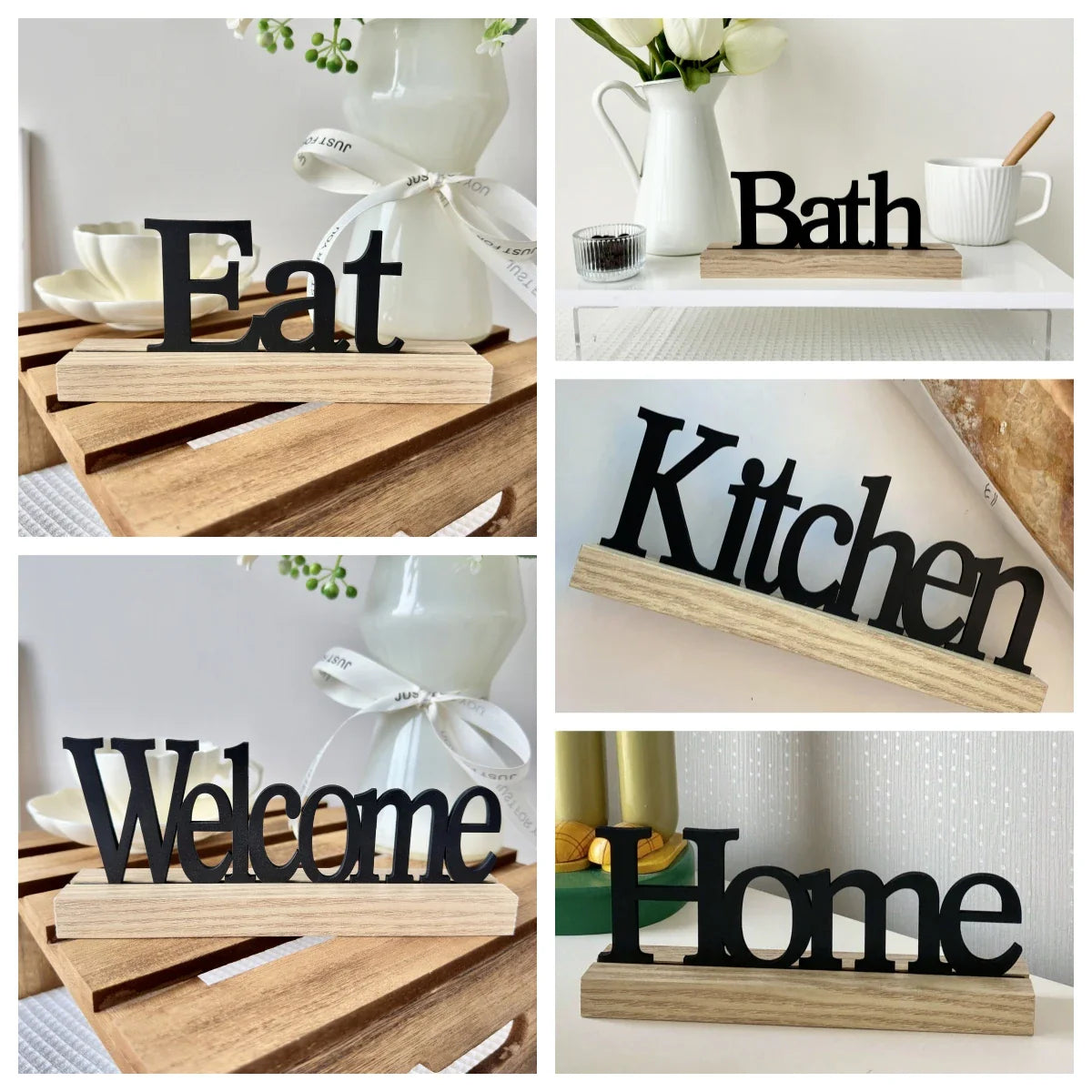 Inspirational Black Wooden Table Sign - Motivational Home Decor Centerpiece
