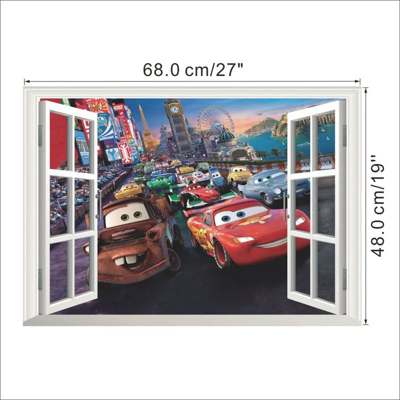 3D Cartoon Lightning McQueen  Wall Stickers For Kid's Room Kindergarten Bedroom Living Room Diy Wall Decoration