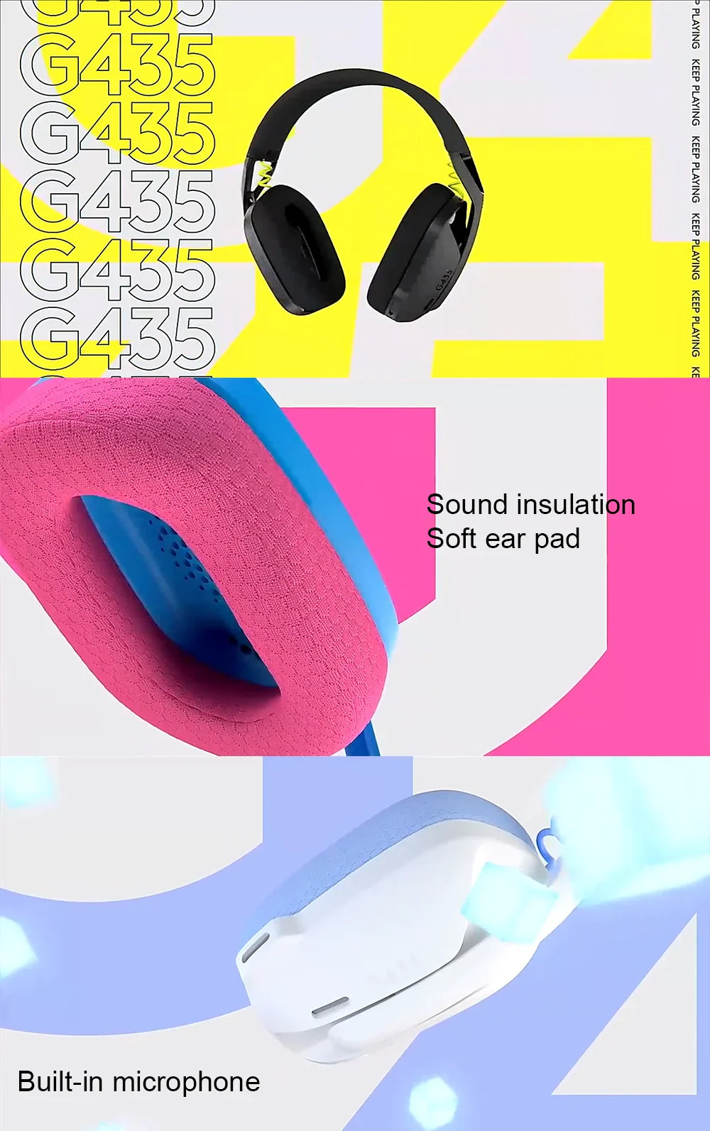 Logitech G435 Wireless Gaming Headset – Bluetooth, Surround Sound, Over-Ear