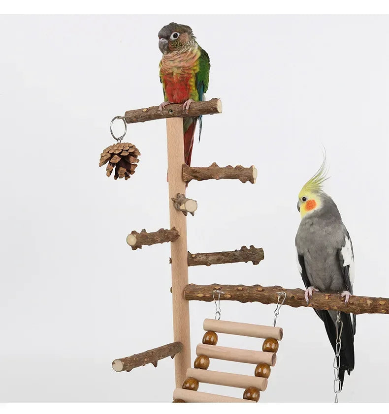 Bird Toy Suspension Bridge & Climbing Ladder – Pepper Wood Parrot Training Platform