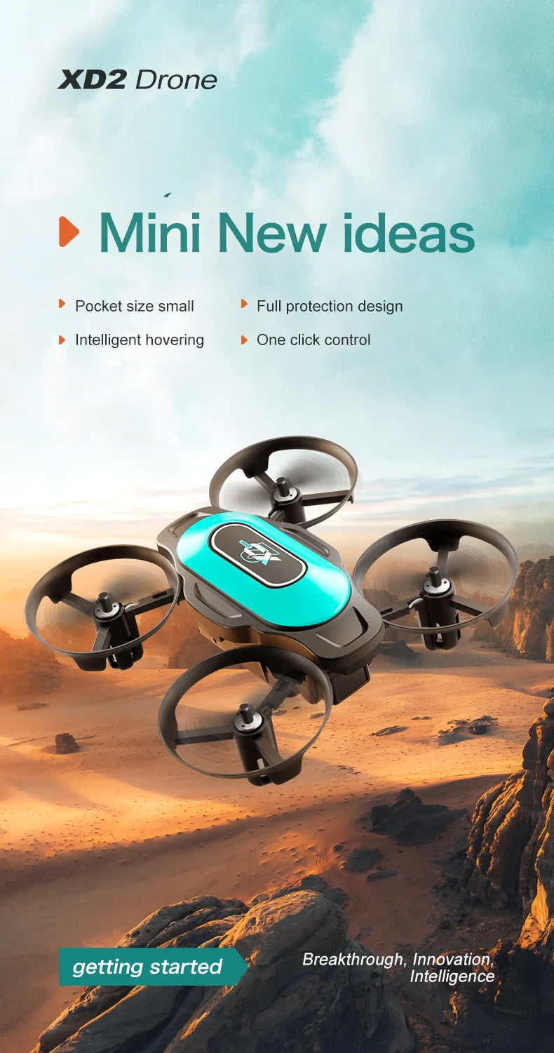 360° Stunt Mini RC Drone XD2 – One-Click Takeoff, Landing & Stable Hovering