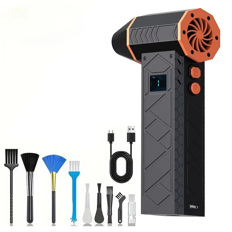 280K RPM Mini Electric Air Duster – Turbo Fan with LED Light, 4-Speed Adjustable