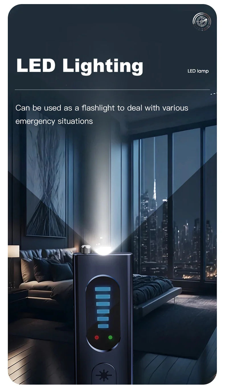 T18 Bug & Hidden Camera Detector – RF Signal Scanner, Anti-Spy Device with Charger