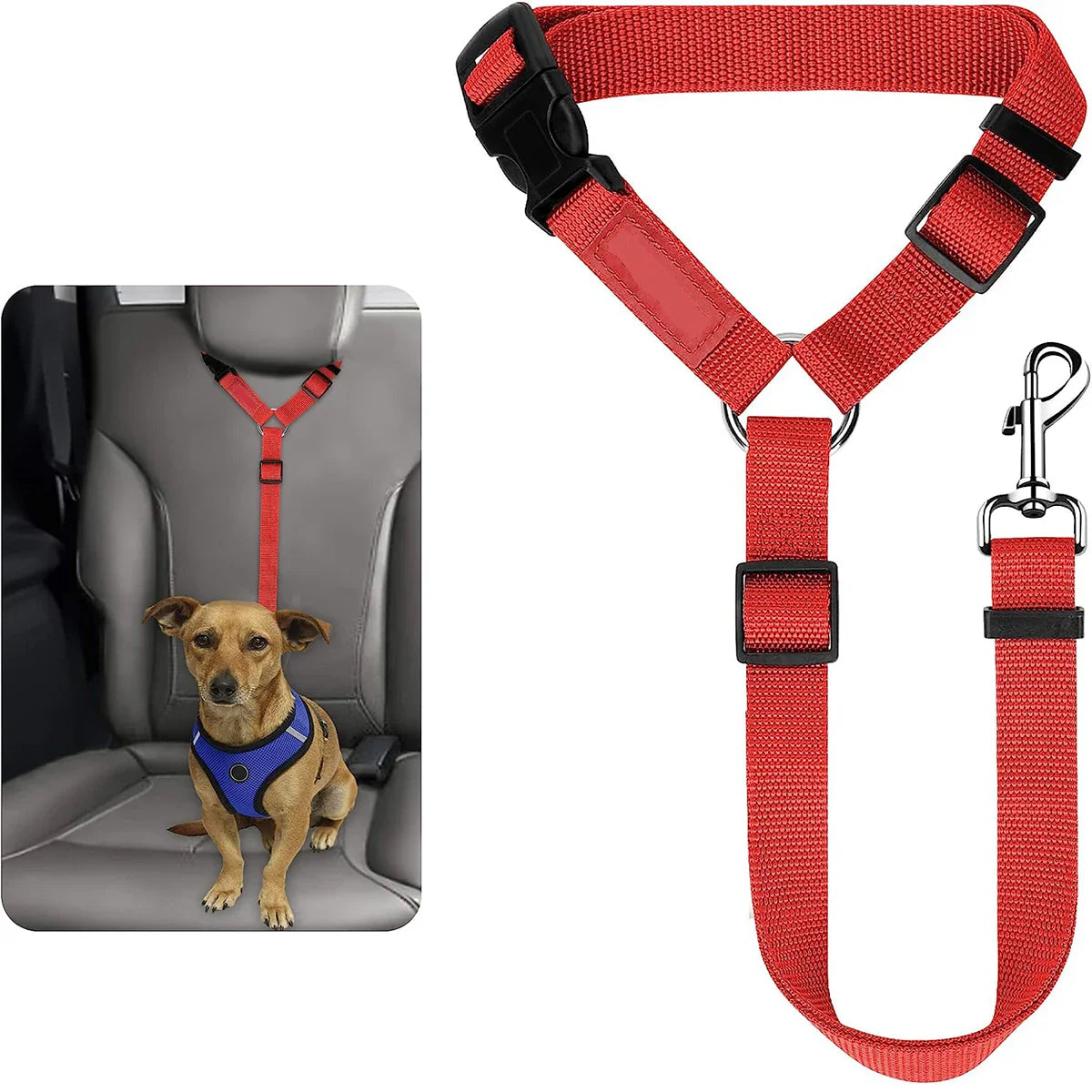 Adjustable Pet Car Seat Belt – Dog & Cat Safety Headrest Restraint