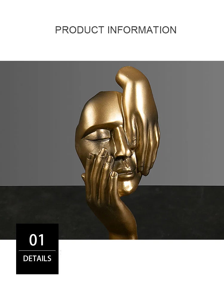 Resin Abstract Mask Statues European Miniature Figurines for Interior Home Office Study Desktop Figure Ornament Decor Gift