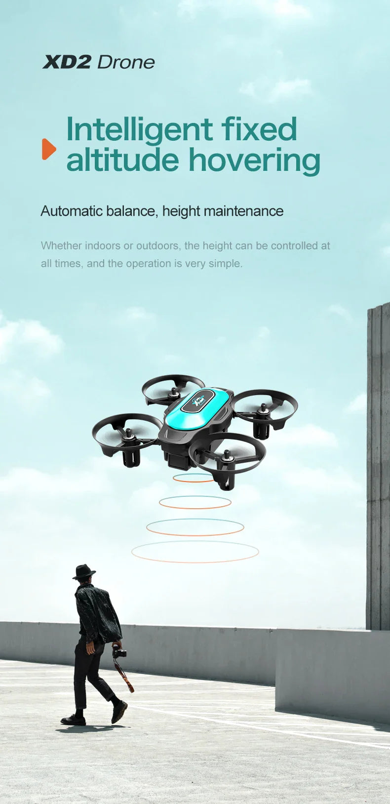 360° Stunt Mini RC Drone XD2 – One-Click Takeoff, Landing & Stable Hovering