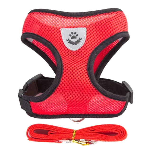 Adjustable Cat & Dog Harness Vest – Mesh Walking Leash for Small & Medium Pets